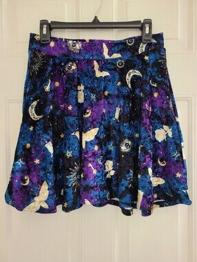 Midnight Hour Witchy Crushed Velvet Skirt Womens S Celestial Mystical Whimsigoth